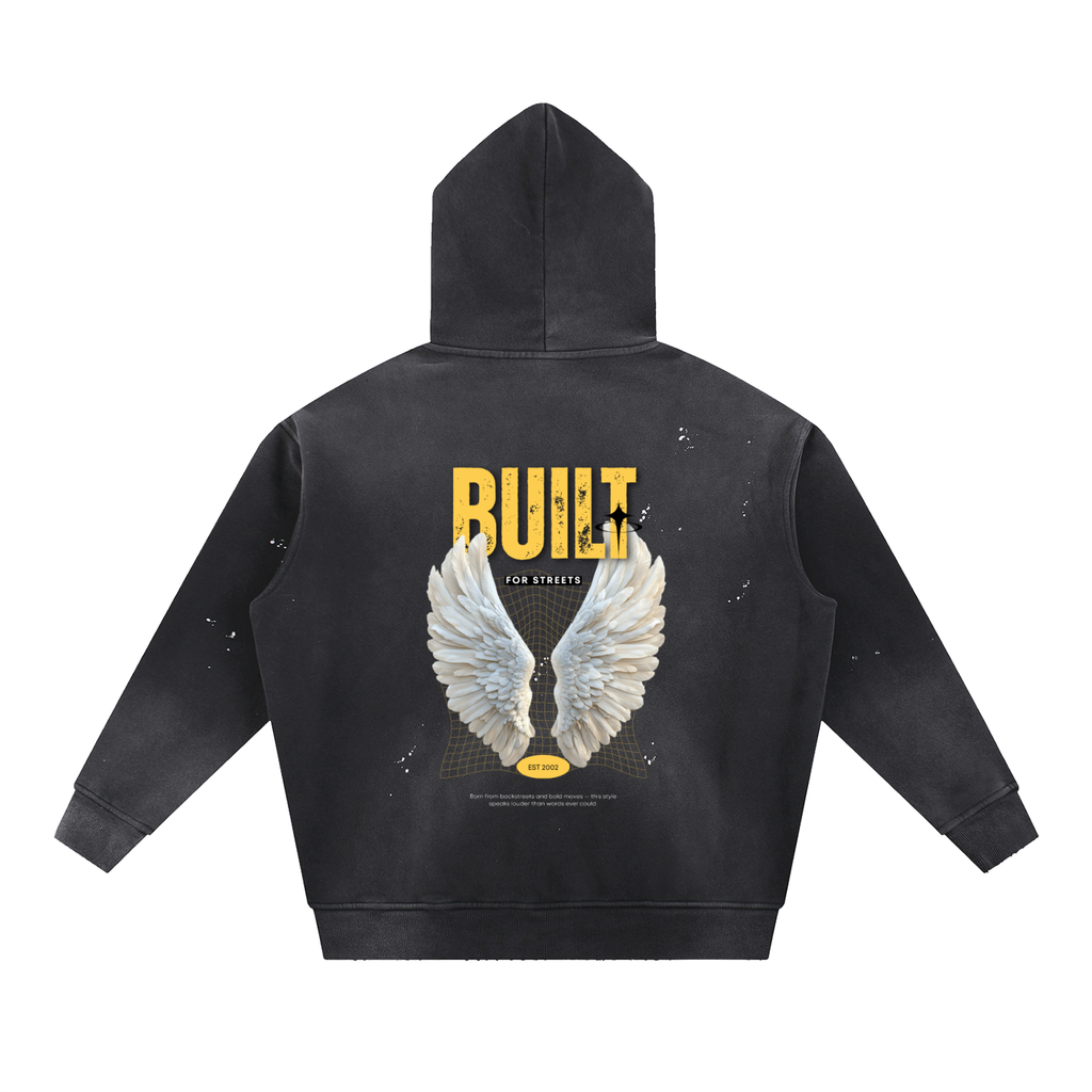 Vintage Washed Frayed Fleece Hoodie