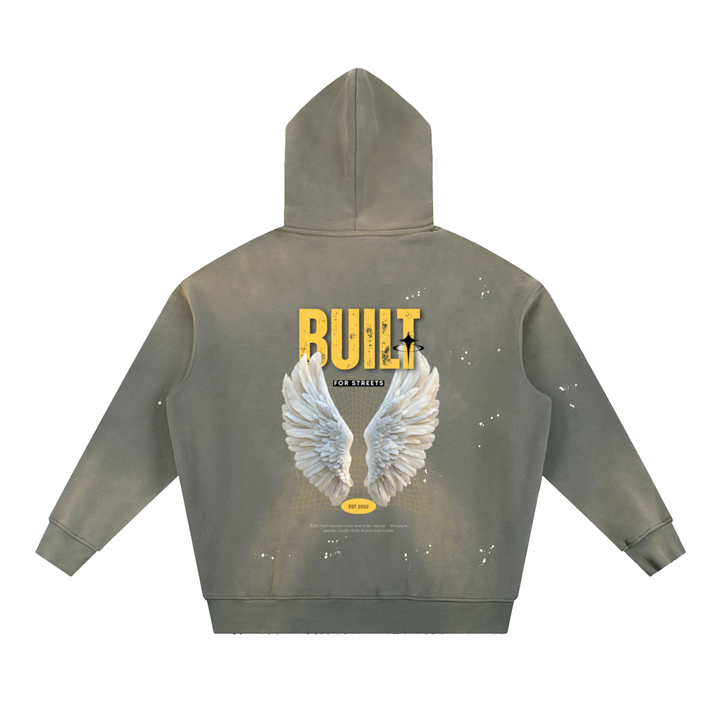 Vintage Washed Frayed Fleece Hoodie