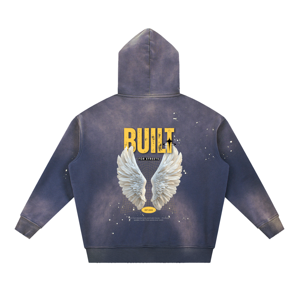 Vintage Washed Frayed Fleece Hoodie