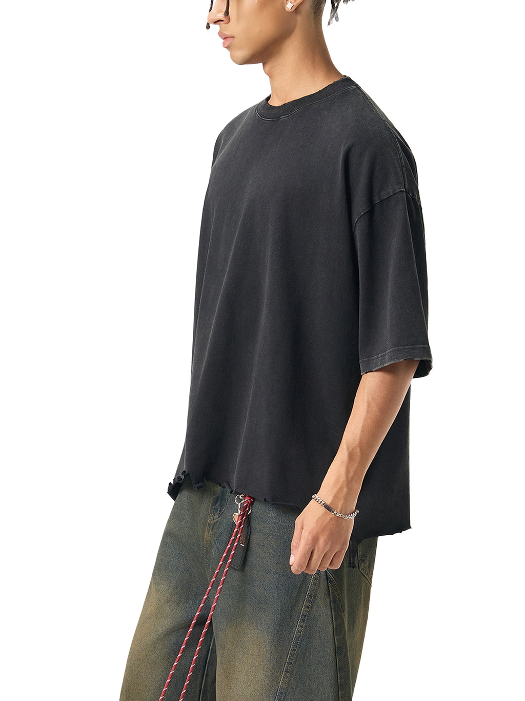 Snow Wash Raw-Hem Boxy T-shirt